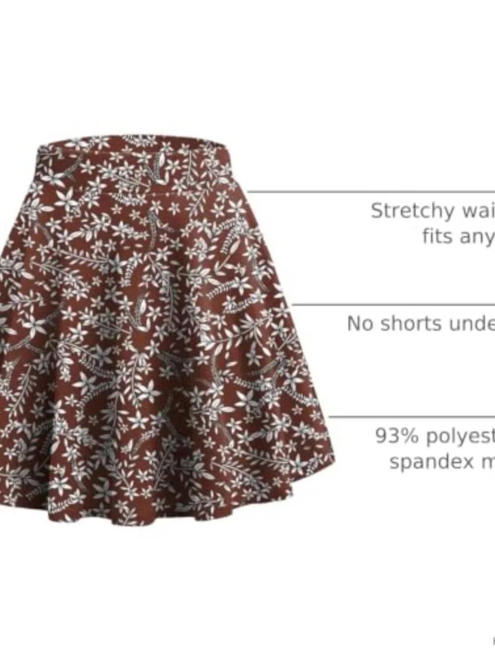 Stretch Polyester Spandex A-Line Mini Skater Skirt High Waist Flared Party